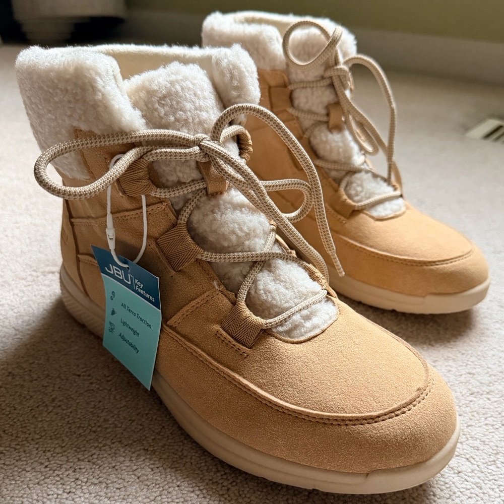 JBU Tan Boots with White Fur Lining